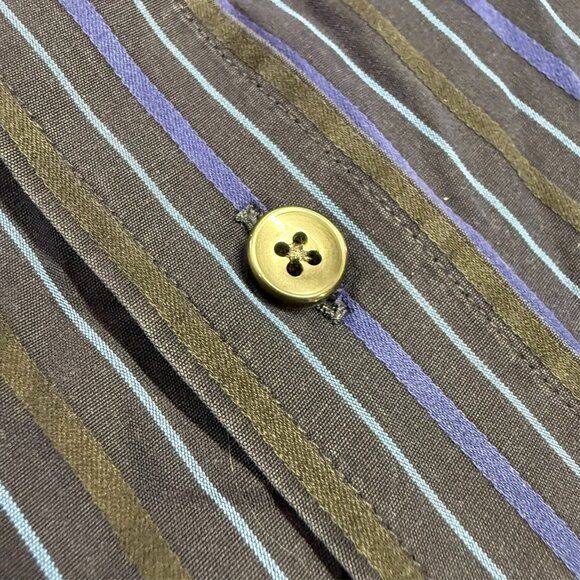 Pal Zileri Dress Shirt Button Down Striped Cotton Long Sleeve Blue 16.5 Large - Picture 4 of 10